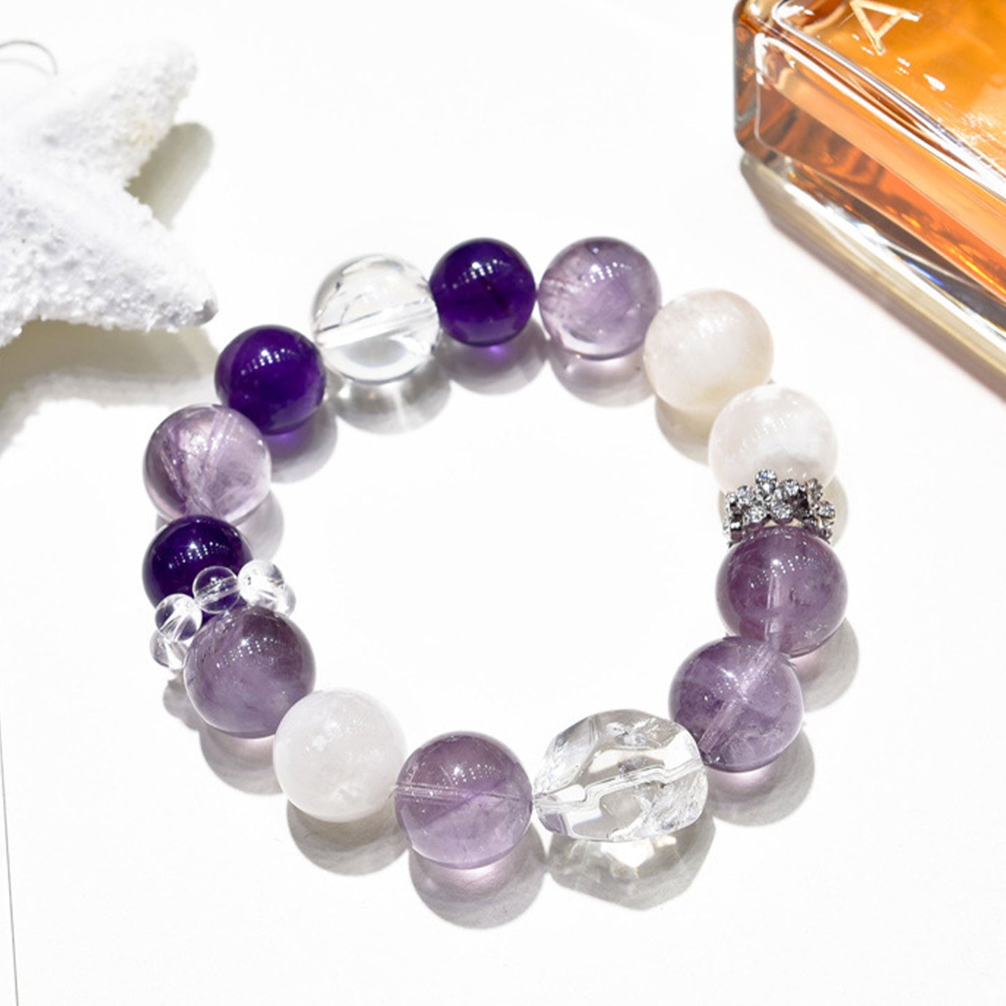 Purple rabbit hair quartz bacelet