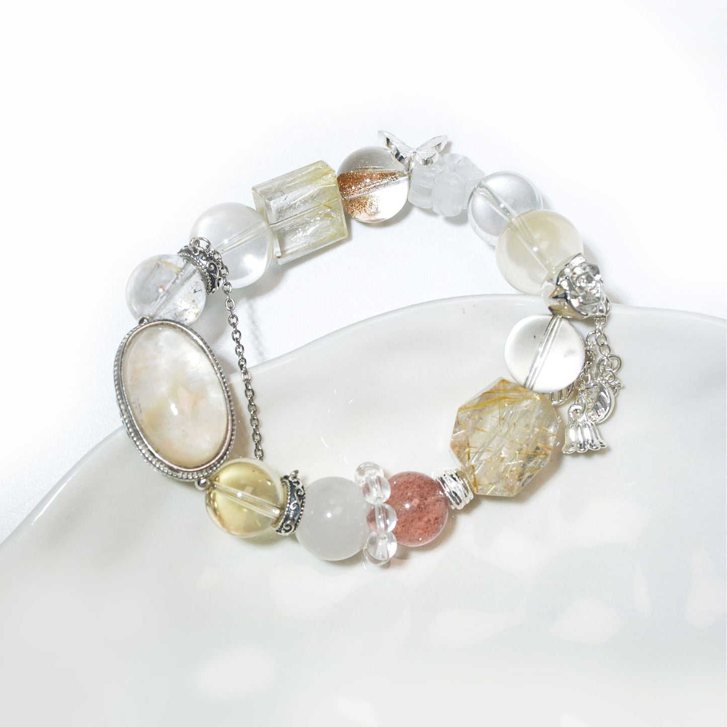 [Wealth]Yellow rabbit hair crystal bracelet