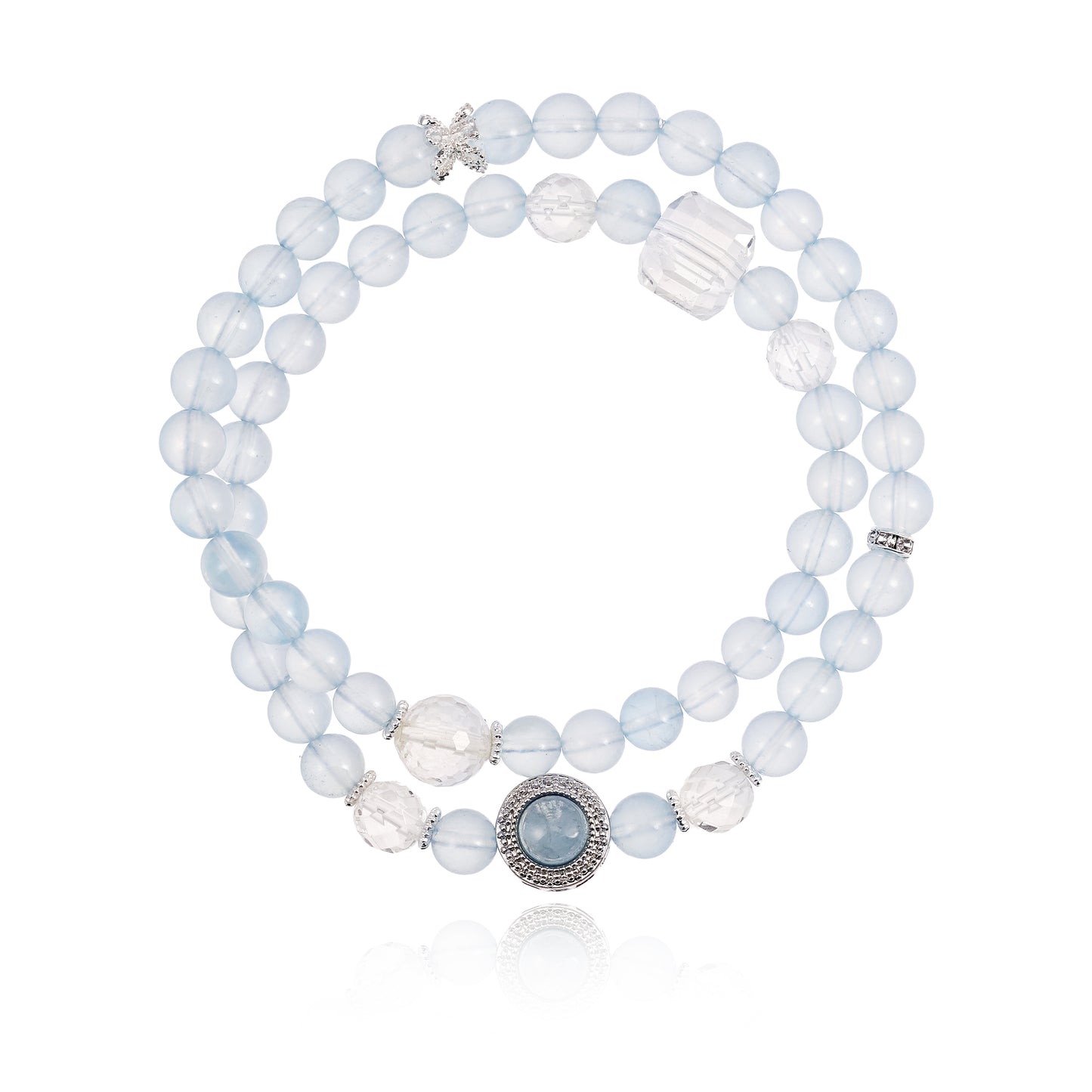 Aquamarine double circle bracelet