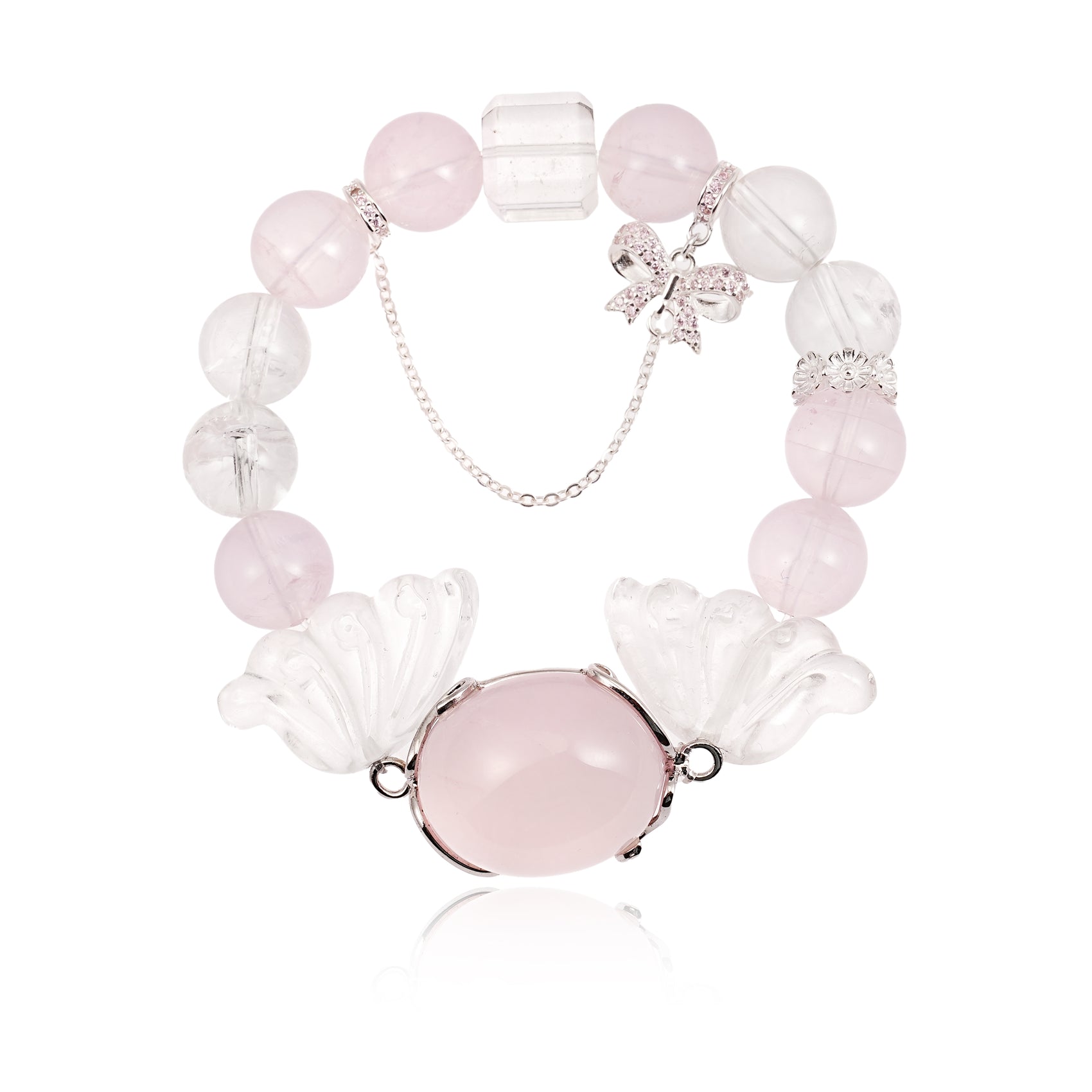 [Improve  charming]Pink crystal inlay Transparent crystal wings bracelet