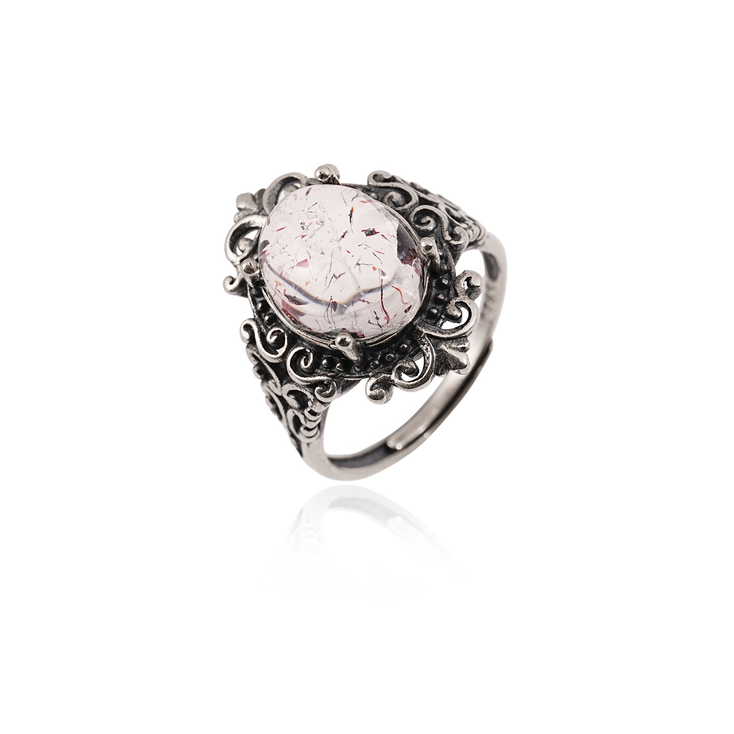 Baroque retro style Strawberry Quartz Ring Crystal Ring