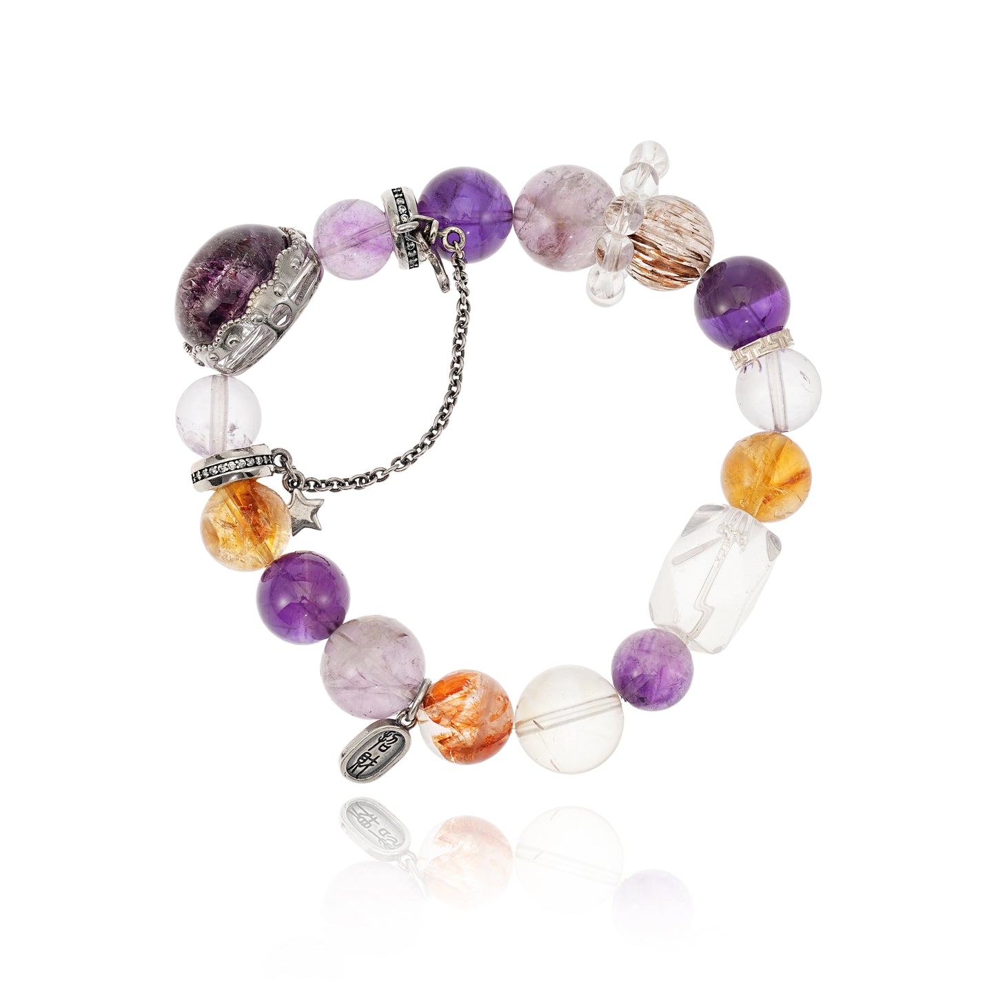 [Nine Purple Fire Element Luck ]Super Seven Quartz  Box bracelet