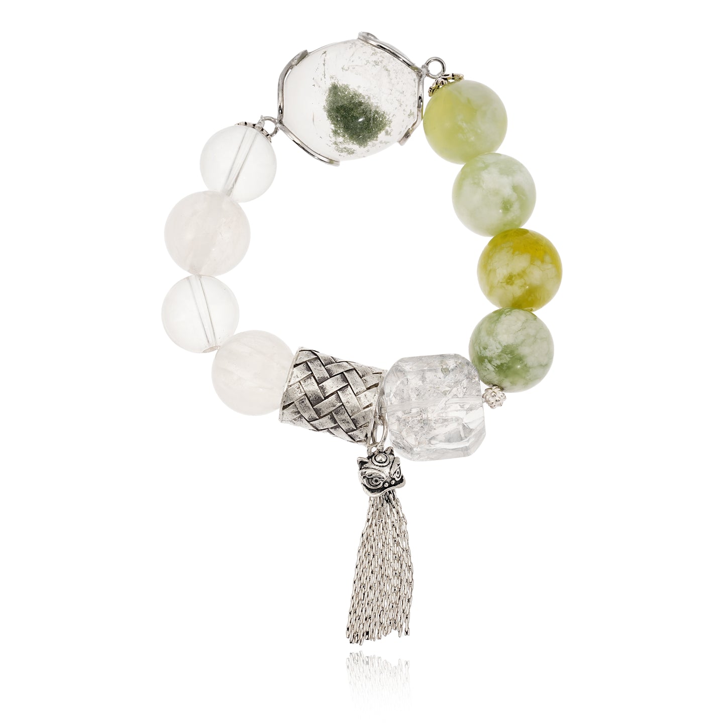 [Fortune’s Embrace]Serenity of Jade & Green Phantom Crystal Bracelet