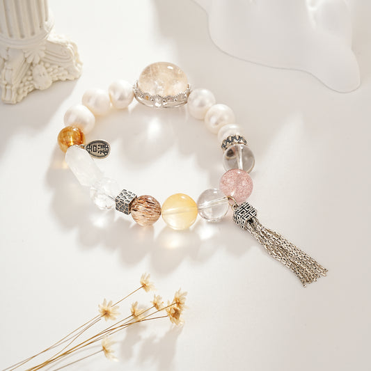 [Balance] Calcite within rabbit hair crystal  bracelet