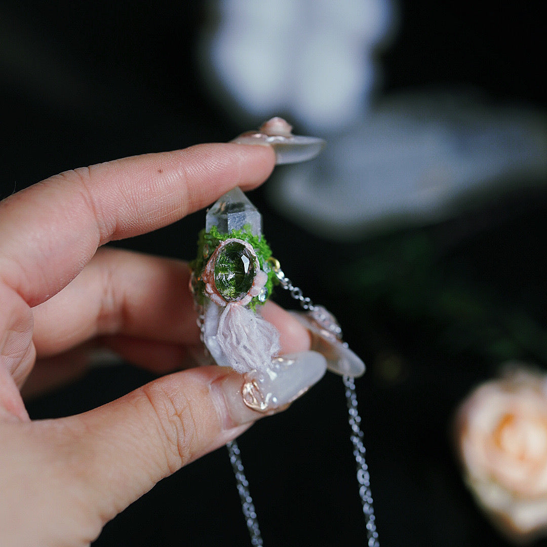 Handcrafted Raw Crystal Pendant Necklace