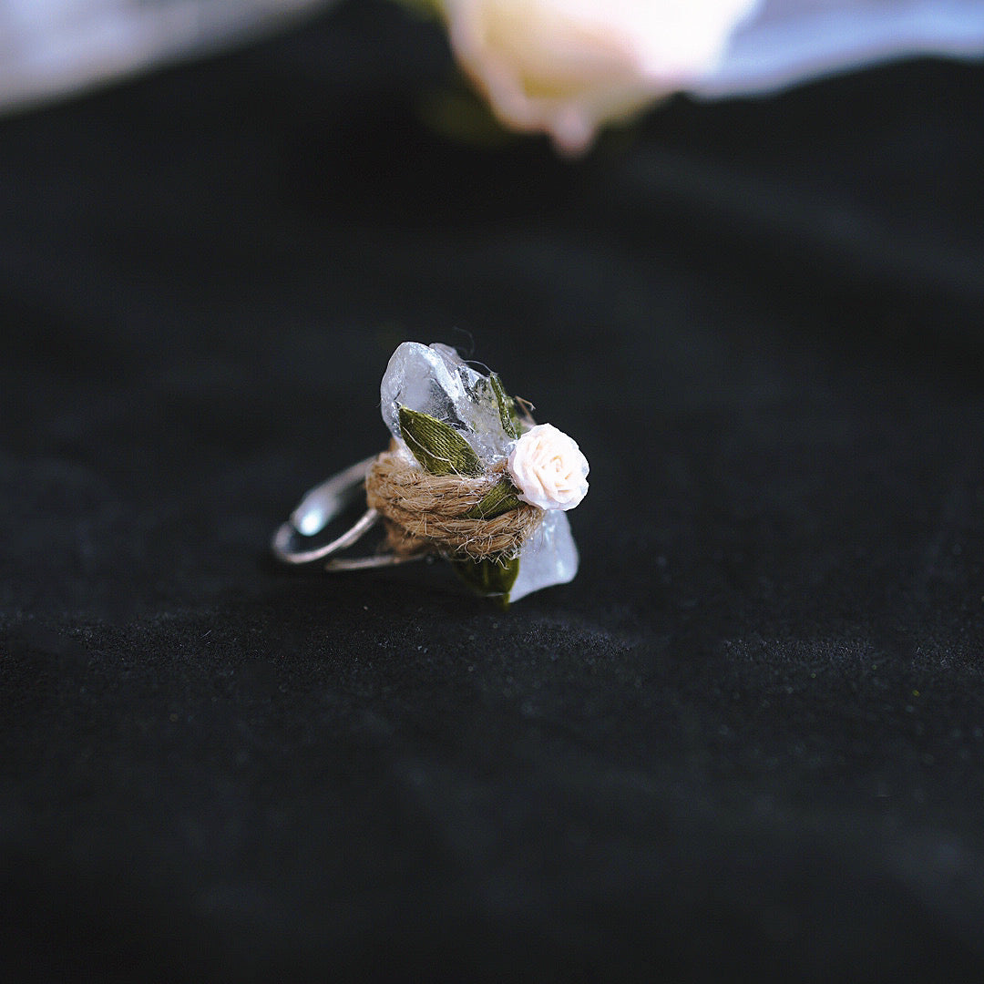 Raw Crystal Flower Ring