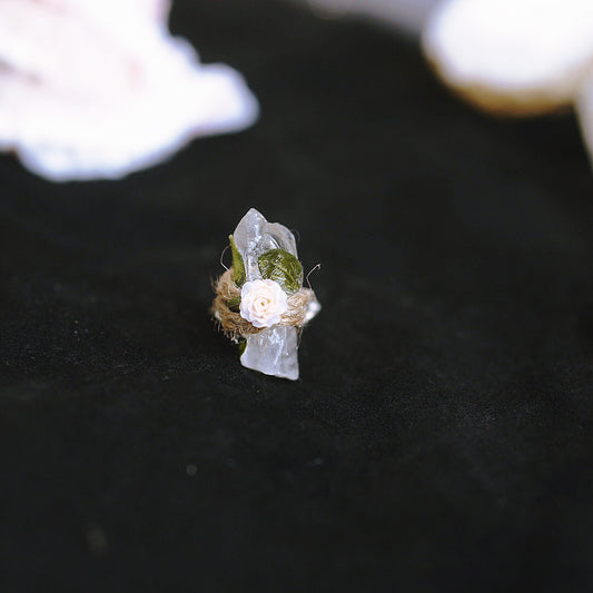 Raw Crystal Flower Ring