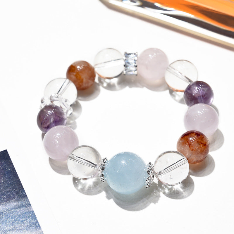 Natural rose quartz aquamarine amethyst bracelet