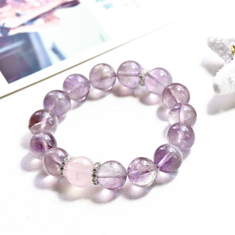 Amethyst and Pink crystal bacelet