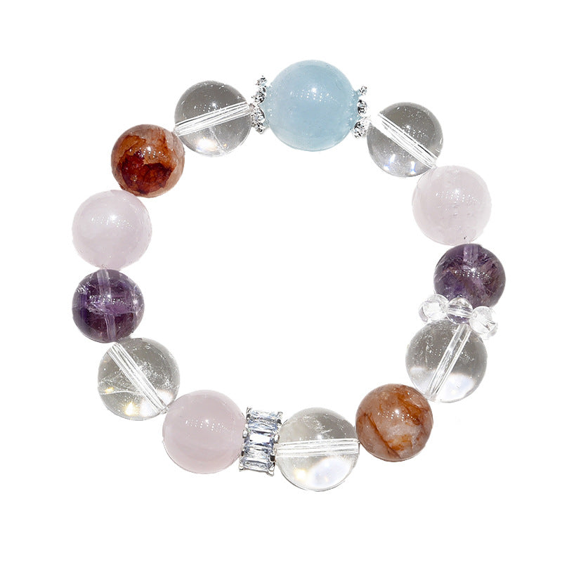 Natural rose quartz aquamarine amethyst bracelet