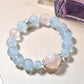 Nature aquamarine Pink Snow Phantom crystal Bracelet