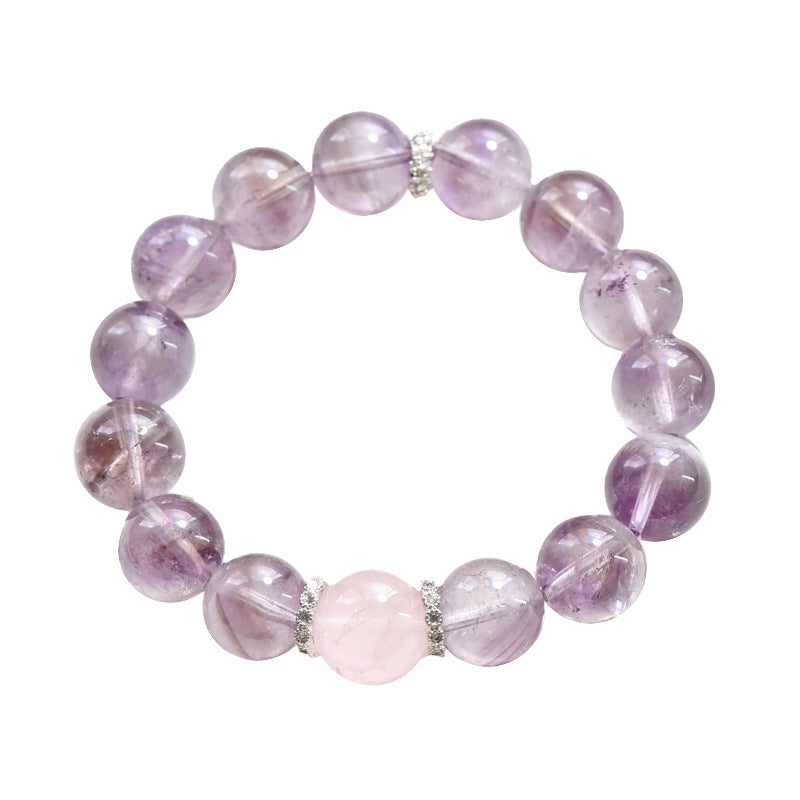 Amethyst and Pink crystal bacelet