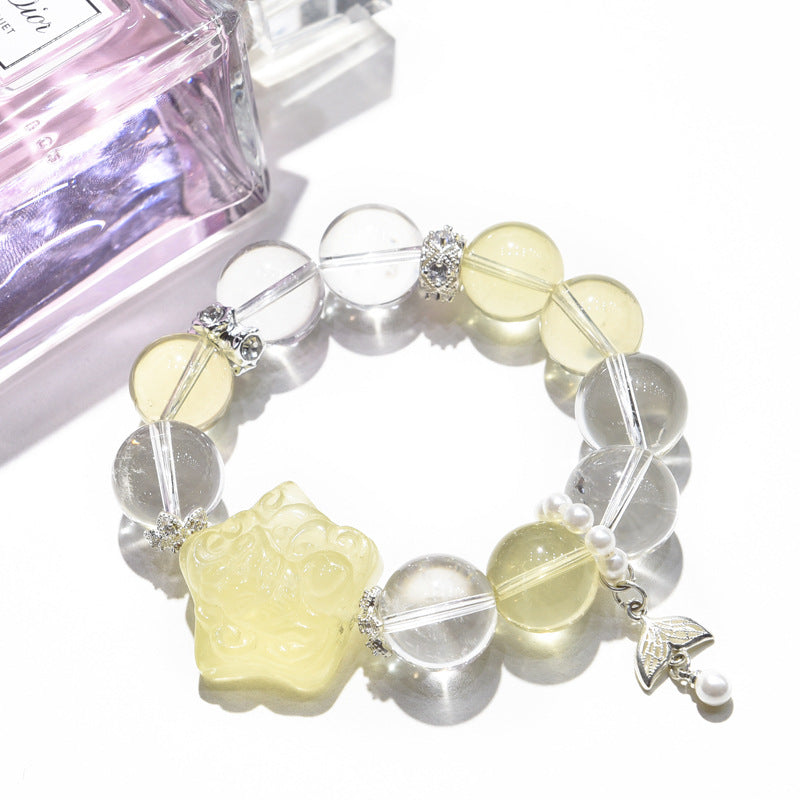 Lemon yellow citrine nine tailed fox Carving bracelet