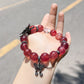 Strawberry Crystal Bracelet with Black Butterfly Accessories