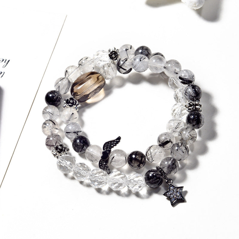 Multi circle black hair crystal natural crystal bracelet