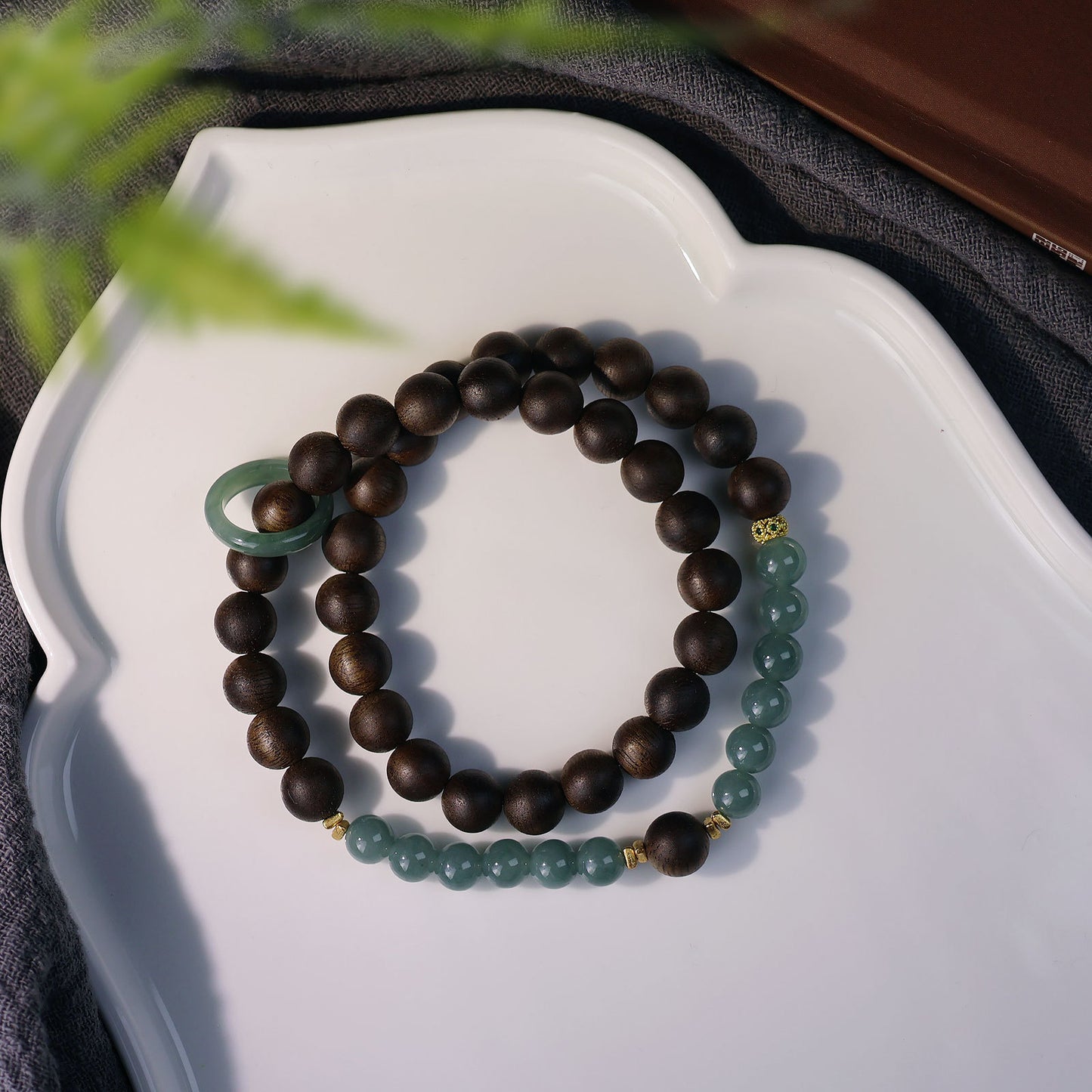 Agarwood blue Jade Multi Circle Bracelet