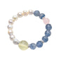 Nature Citrine Pearl Brushed blue fluorite Bracelet