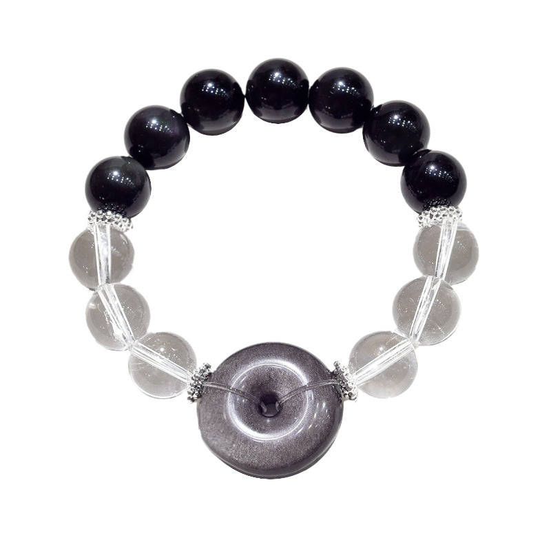 Silver obsidian ring crystal bracelet