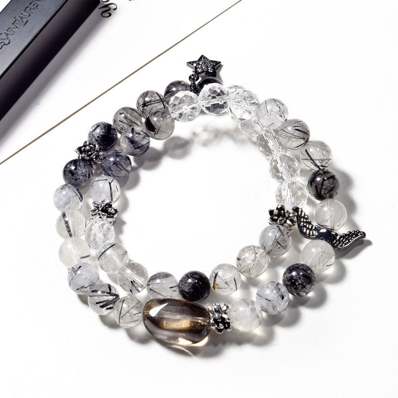 Multi circle black hair crystal natural crystal bracelet