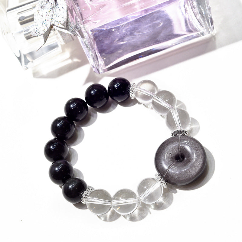 Silver obsidian ring crystal bracelet