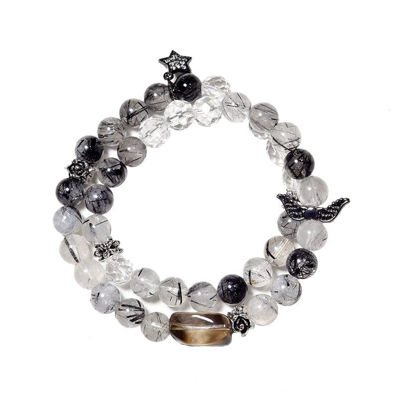 Multi circle black hair crystal natural crystal bracelet