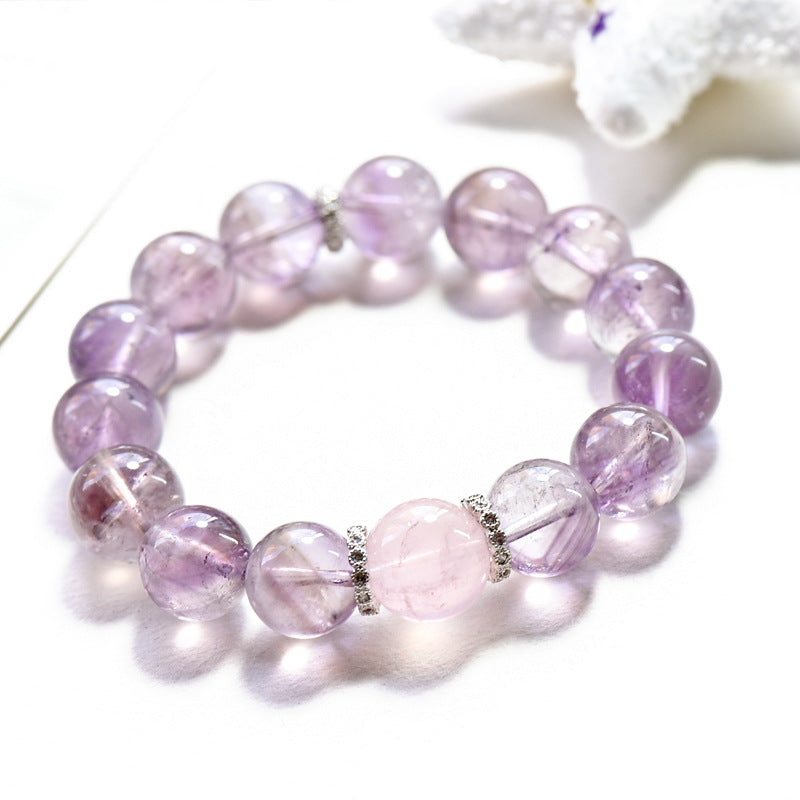 Amethyst and Pink crystal bacelet