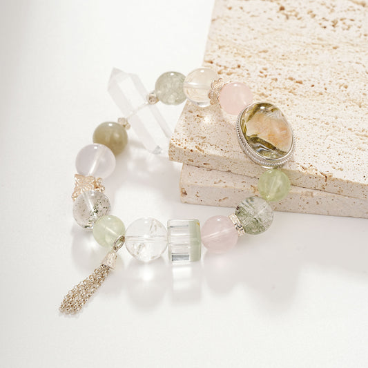 [Perfect Balance Healing]Green Tourmaline and Pink Quartz bracelet