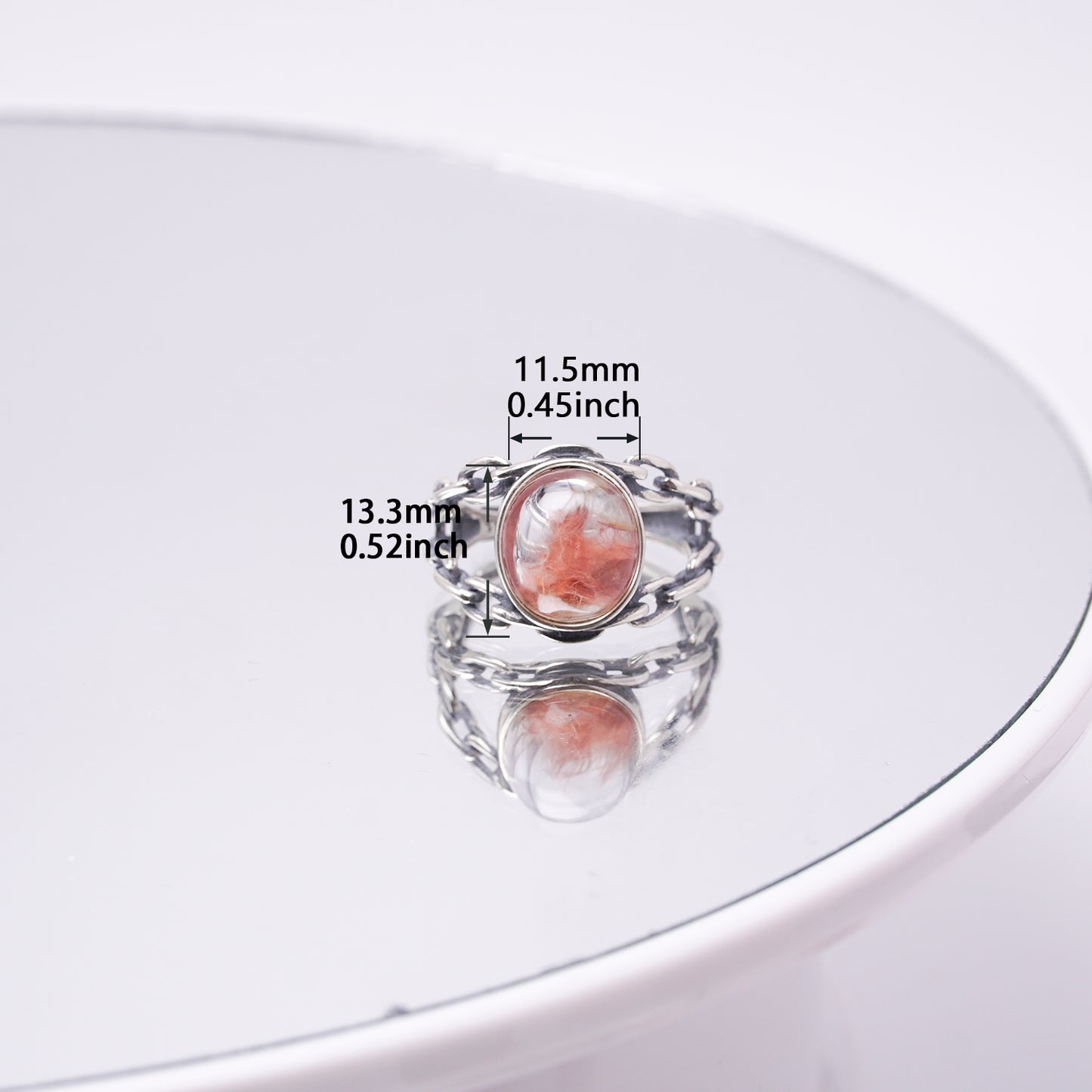 Red Rabbit Hair Crystal Ring